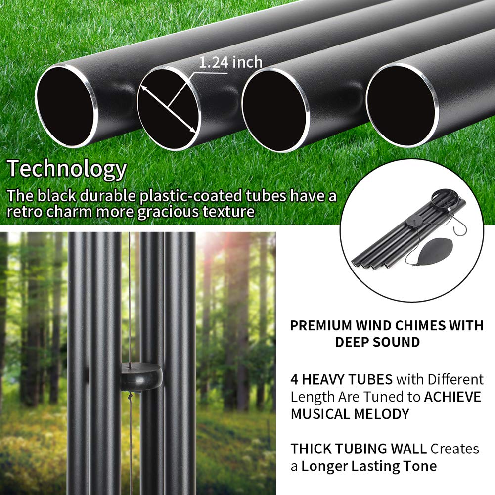 Epartswide Large Wind Chimes Outside Deep Tone,44" Memorial Wind Chimes Outdoor with 4 Heavy Tubes Soothing Melody Sympathy Gift for Mom Patio Hanging Decor