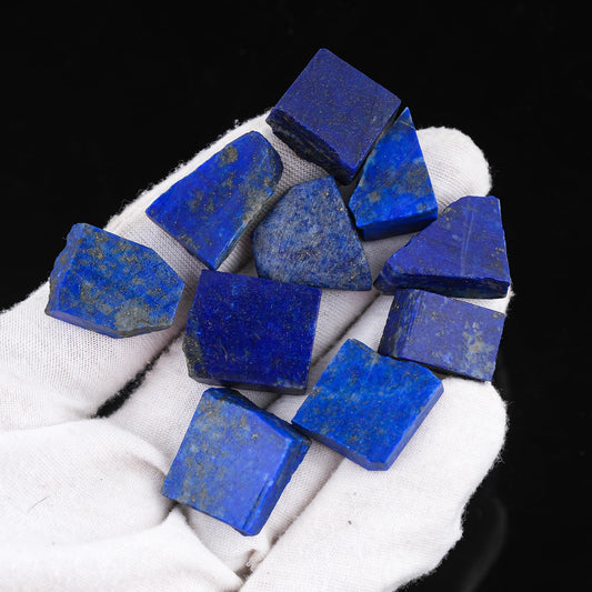 ColouredRocks Wholesale Bulk 10pcs Natural Lapis Lazuli Crystals, Raw Stones, Rough Gemstones, Jewelry Making Supply, Cabbing, Polishing, Cutting, DIY, Crafts (200+ carats) (15-20mm), AAA+