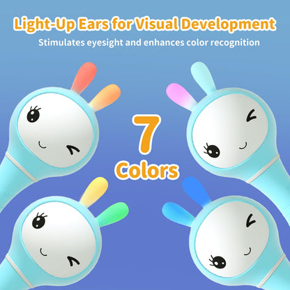 alilo Smarty Bunny Baby Rattle Musical Light Up Toys, Infants Newborns Baby Toys 0-3-6-12-18-24 Months,1 Year Old Boy Girl Easter Gifts, 4 Music Modes and Color Recognition Function with 9 Color Card