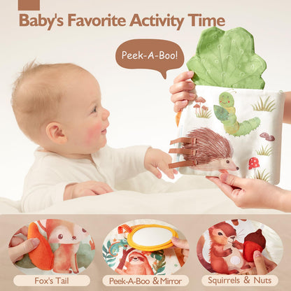 hahaland Baby Books 0-6 Months, Tummy Time Sensory Toys 6 to 12 Month Touch Feel Crinkle Book for Boys Girl 0 3 6 9 12 Month Travel Toys Birthday Gifts Easter Basket Stuffers