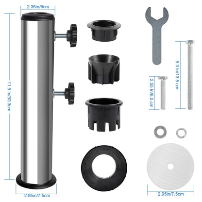 Blissun Umbrella Base Stand Replacement Tube, Stainless Steel Umbrella Base Pole, Heavy-Duty Universal Parasol Base Replacement Parts for Outdoor Patio, Garden, Balcony (Stainless Steel Finish)