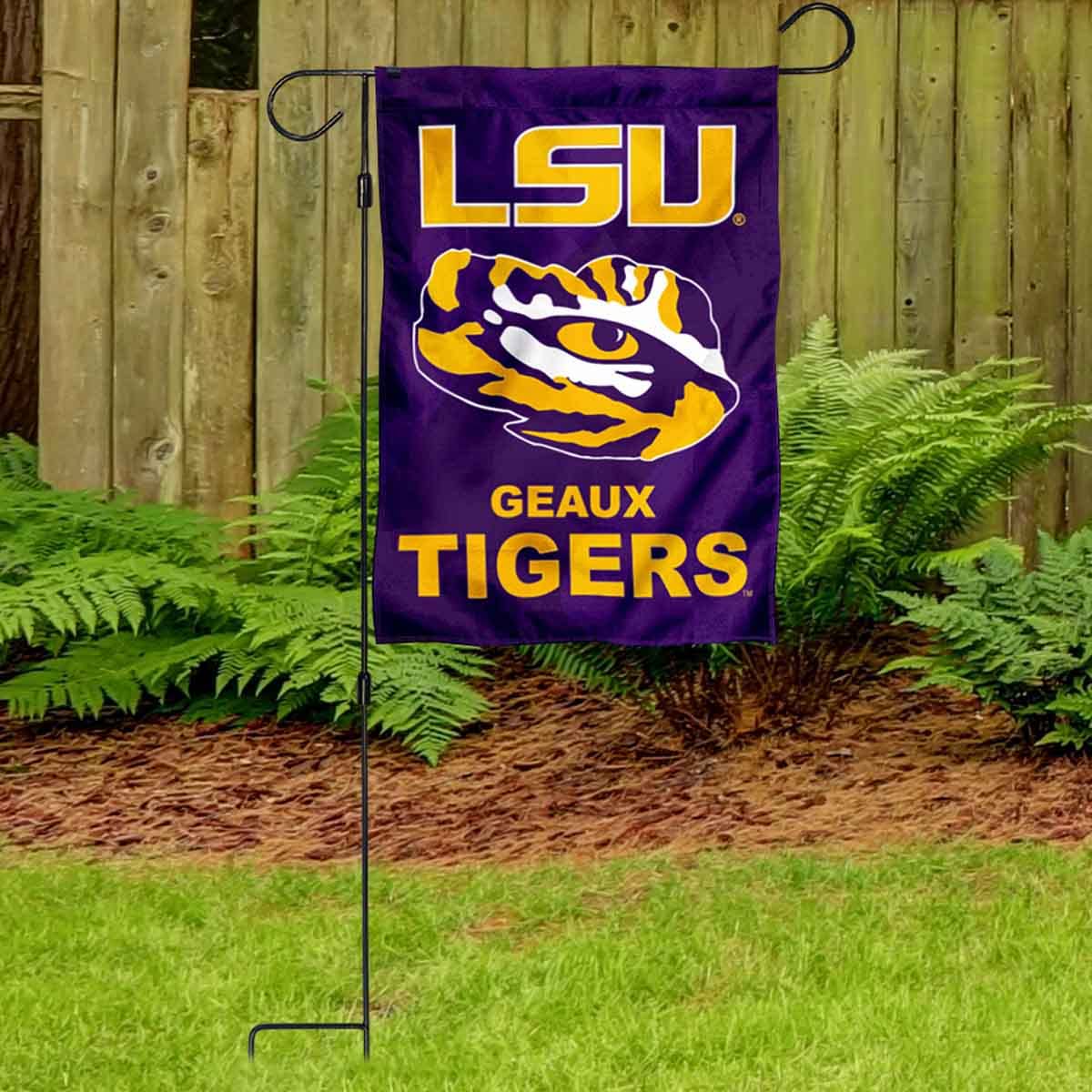 Louisiana State LSU Tigers Geaux Garden Banner Flag with Stand Pole Holder
