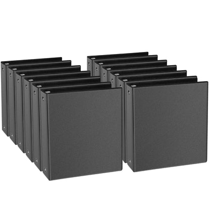 CIXILDTS 1-inch 3 Ring Binder Fit US Letter Size Paper, 1" Slant D Ring Binders, Presentation View Binder with 2 Pocekts, 12-Pack,Black
