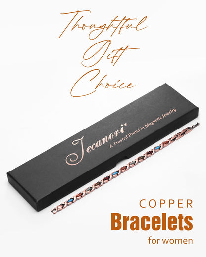 Jecanori Copper Bracelets for Women, Magnetic Bracelets for Women with 3800 Gauss Ultra Magnets and Sizing Tool, Featuring a Fish Tail Design