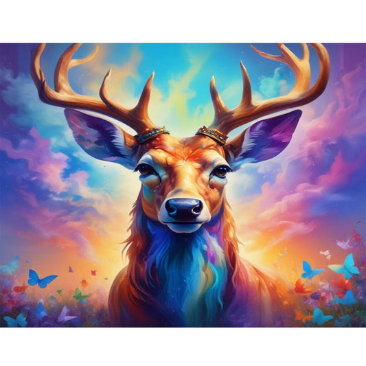 Lvmuu 5D DIY Deer Diamond Painting Kits for Adults, Full Square Drill Diamonds Art Sets Colorful Animal for New Beginner, Paint with Shiny Diamonds Beads Art Craft Home Decoration 12x16in