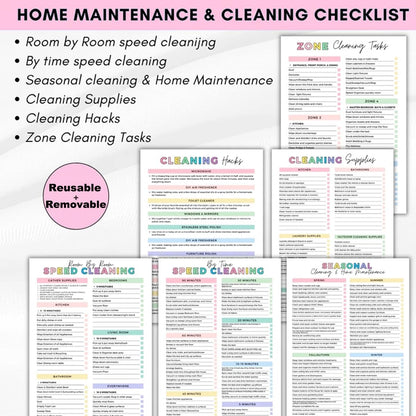 2 Pack Cleaning Planner, Cleaning Schedule and Checklist Organizer, Daily Weekly Monthly Household Cleaning Planner, Chore Chart Notebook for Home, Family Cleaning Tasks, DIY Home Improvement, Editable Template