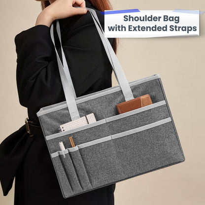 UNICITII File Organizer Box, Portable Tote Bag Hanging Filing Box Desktop File Folder Document Storage Organizer with Pockets and Handles