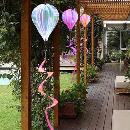 3 Pack Rainbow Hot Air Balloon Wind Spinner Garden Pinwheels Whirligigs Wind Spinner Decorations Outdoor Hanging Decor Lawn Yard Windsock Ornaments