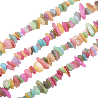 400pcs Pastel Shell Chip Beads 5-8mm Pre-drilled Freeform Loose Gemstone Healing Beads for DIY Jewelry Making Ring Earrings Necklace Bracelet Art Crafts