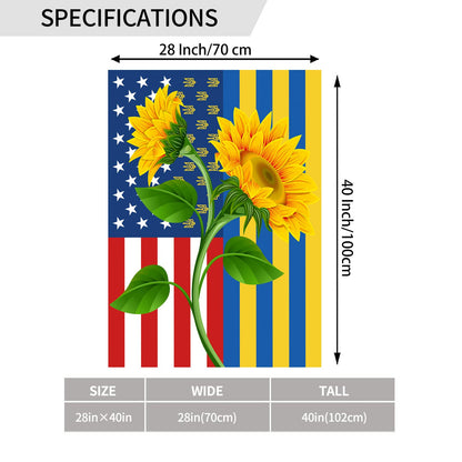 I Love Ukraine Garden Flag 28x40 Inch Outdoor Fade Proof Inside Sunflower Breeze Flag Garden House Home Decor Holiday Yard Sign