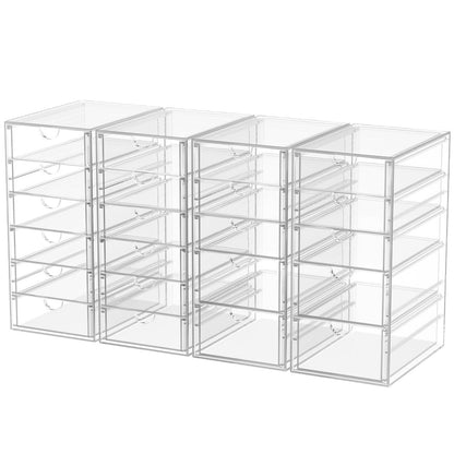 caktraie Desk Organizers And Accessories With 22 Drawers, 4 Pack Office Desktop Drawers, Plastic Makeup Organizer Containers Bins With Drawers Desk Organization, Bathroom Organizers Storage Case Box