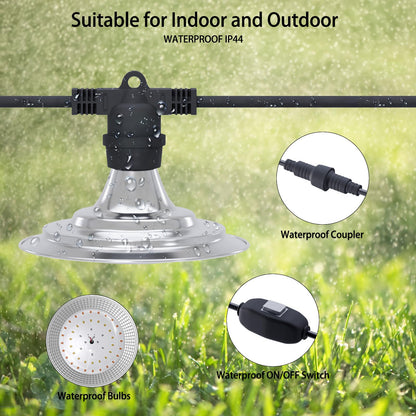 Danshinro Outdoor LED Grow Light, Waterproof String Plant Growing Light, 21 FT Full Spectrum Growth Light, Suitable for Garden, Farm, Flower, Seedling Greenhouse Grow Light (6 Light)