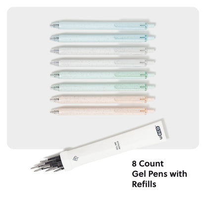 U Brands U-Eco Gel Click Pens with Refills, Set of 8, Core Speckle, Medium (0.7 mm) Point, Black Ink