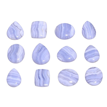 Gemkora 100 carats Natural Blue Lace Agate Gemstones Wholesale Cabochons Lot, Jewelry Making Loose Gemstone, Polished Gems, DIY, Wire Wrapping, Reiki, Wikka, Healing Crystals, Bulk Gemstone Deal