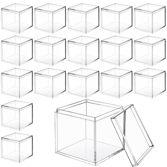 CHENGU 18 Pack Acrylic Boxes Clear Cube Small Square Storage Box with Lid Acrylic Display Small Container Clear Candy Cubes for Candy Jewelry Display(2.6 x 2.6 x 2.6 Inch)