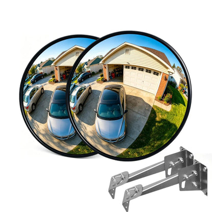 24" Security Convex Mirror-160° Outdoor & Indoor Driveway Security Safety Mirror, Unbreakable Acrylic for Garage, School,Warehouse & High-Traffic Areas (2pc)