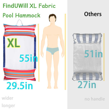 FindUWill Pool Hammock Floats, XL, 2Pack Inflatable Water Floaties 4-in-1 (Saddle, Lounge Chair, Drifter), Lounger for Adults
