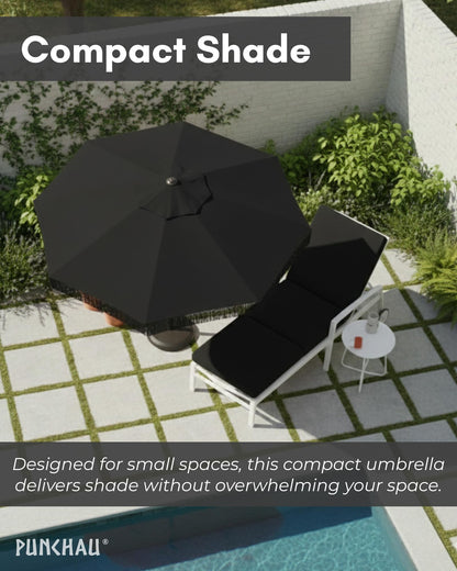 Punchau 6 Ft Black Fringe Patio Umbrella - Outdoor Umbrella for Patio, Pool, Table, Garden, & Deck, Push Button Tilt Pole - Fashionable Vintage Tassels - Black