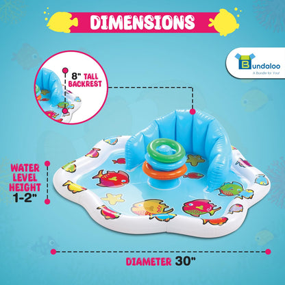 Bundaloo Baby Splash Pad with Inflatable Backrest and Stackable Ring Toys – Sensory Water Play Mat for Infants and Toddlers – Summer Outdoor Fun