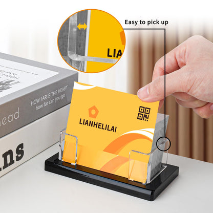 LIANHELILAI 2Pack Acrylic Business Card Holder Black Enlarged Holds 120 Cards for Office/Exhibition/Restaurant Desk/Counter Display Name Card Organizer Stand