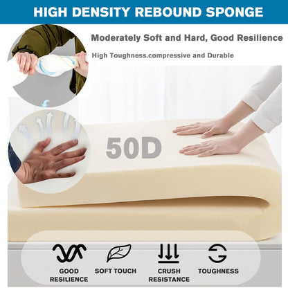 SXROMDA Customize Bench Cushion, Furniture Cushion, High Density Memory Foam, Linen Washable, Non-Slip Bench Pad for Shoe Bench Rack, Window, Piano, Dining (Custom Size, Blue)