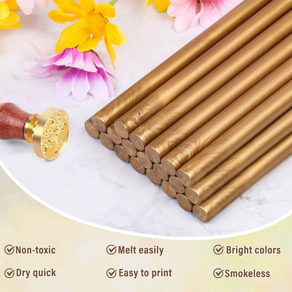 Sealing Wax Sticks, Paxcoo 20pcs Wax Seal Sticks, Glue Gun Sealing Wax Sticks for Wedding Invitations, Letter, Envelope, Cards and Crafts (Antique Gold)