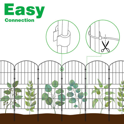KIMAZO 32.5in (H) x 20ft (L) Tall Decorative Garden Fence - 14 Pack Garden Fencing, Rustproof Metal Wire Panel Border Animal Barrier for Dog, Flower Edging for Yard Landscape Patio Outdoor Decor
