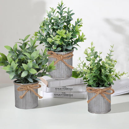 Yoratee Small Artificial Plants Set of 4 Fake Potted Plant with Iron Pot Mini Greenery Decor for Indoor Home Porch Garden Bathroom Décor