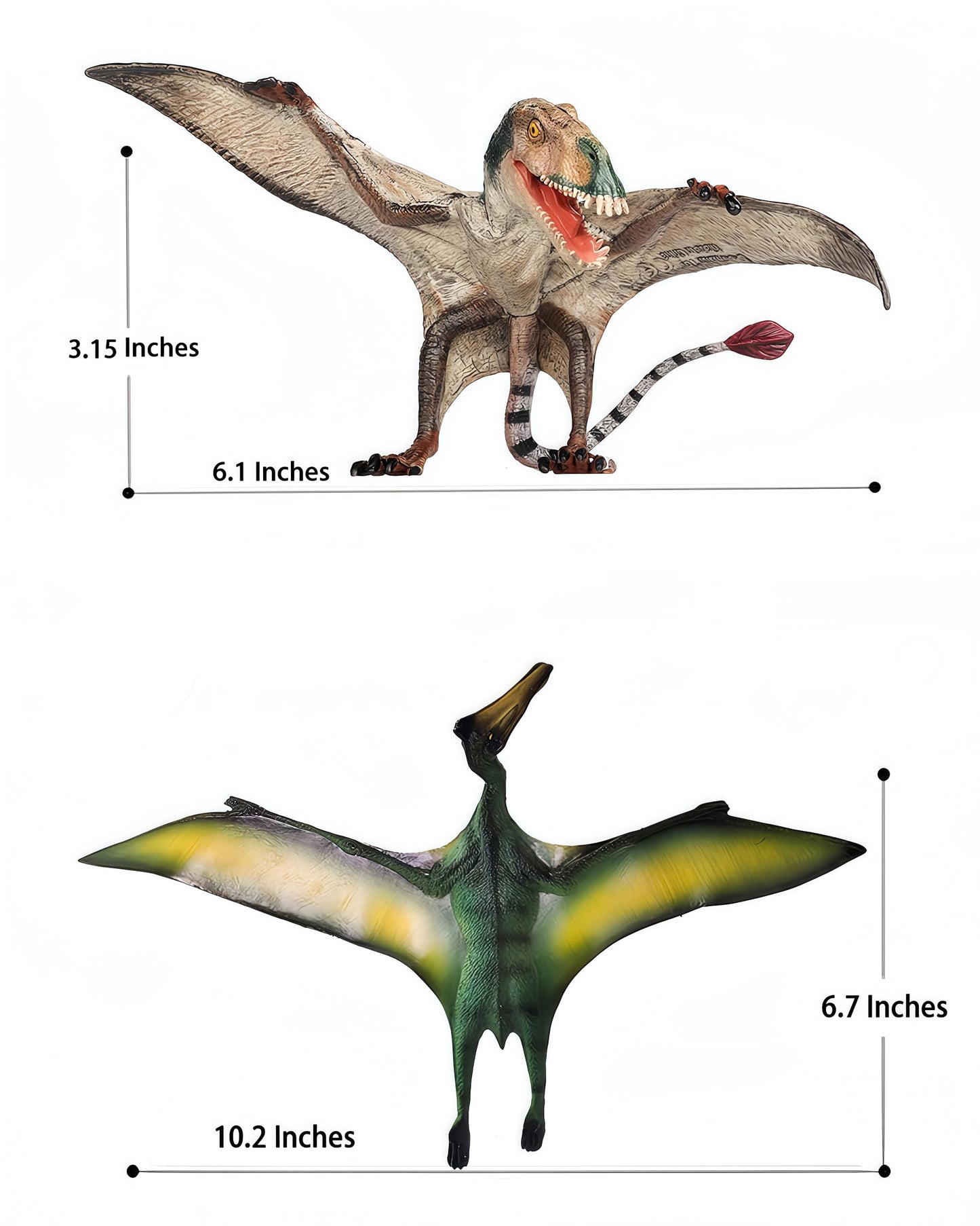 Gemini&Genius Pterosau Dinosaur Toys for Kids, Pterosaur Toy Figure, Flying Dinosaur Toys, Pterodactyl Toys, Pteranodon Figure Toys, Gifts or Cake Toppers for Kids（2Pcs）