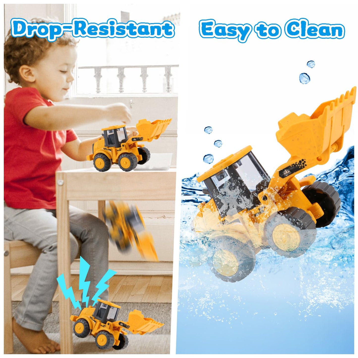 vusum Toddler Toys for Ages 2-4, Kids Toys for 1 2 3 Year Old Boy Girls,Dump Truck Cement Mixer Excavator Toy Cars Set, BPA Free, Phthalates Free, PVC, Outdoor Toddler Boy Toys Birthday