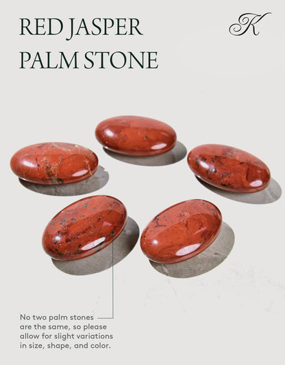 KALIFANO Red Jasper Palm Stone with Healing & Calming Effects - AAA+ High Energy Piedra de Chestnut Jaspe Rojo Reiki Worry Crystal Used for Grounding and Vitality (Information Card Included)