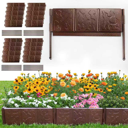 Audemar Metal Lawn Edging in 20ft(6M) Length Flexible Steel Modular Edging Garden Border 4in*1ft(10cmx30cm) Versatile Weatherproof Easy Install for Landscaping,FlowerBeds,Lawn,Patio,Pavement,Edge