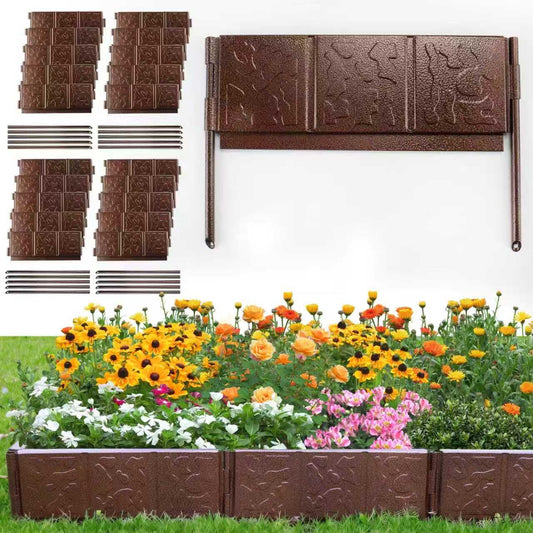 Audemar Metal Lawn Edging in 20ft(6M) Length Flexible Steel Modular Edging Garden Border 4in*1ft(10cmx30cm) Versatile Weatherproof Easy Install for Landscaping,FlowerBeds,Lawn,Patio,Pavement,Edge