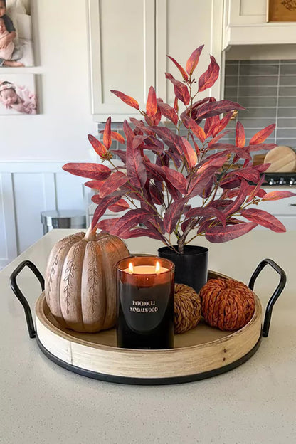 Briful Artificial Plant Farmhouse Table Decor, Burgundy Eucalyptus Plant Home Indoor Decor, Fake Plants for Office Coffee Living Room Decorations