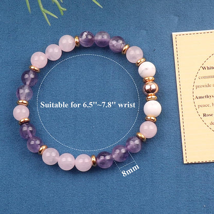 KSQS Healing Stone Bead Bracelet for Women, Natural Gemstones Balance Protection Bracelet, Spiritual Crystal Beads Bracelet Anxiety Relief with Meaning Card(#42)