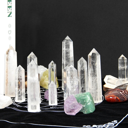 Clear Quartz Crystal Wand-1 Pc 4.3''-4.7'' Natural Clear Quartz Crystal Wand, Healing Crystal and Stones, Natural Clear Quartz Stone Tower, Gift Box Packaging