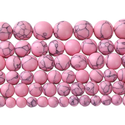 32pcs 12mm Pink Turquoise Beads Natural Stone Round Loose Spacer Beads for Jewelry Making DIY Bracelet Necklace 1 Strand 15inch