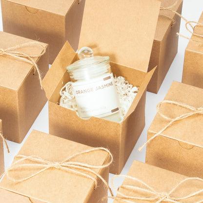 UnicoPak 30 Pack 4x4x4 Small Brown Gift Boxes with Lids & Twine - Premium USA Kraft Cardboard - Pop-Up Easy Assembly Gift Boxes for Presents, Candles, Mugs, Ornaments, Favors