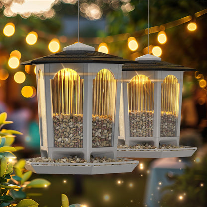 2 Pack Solar Bird Feeders for Outdoors Hanging - Attract Wild Birds & Cardinals, Elegant Minimalist Design, Garden Décor, Unique Gift