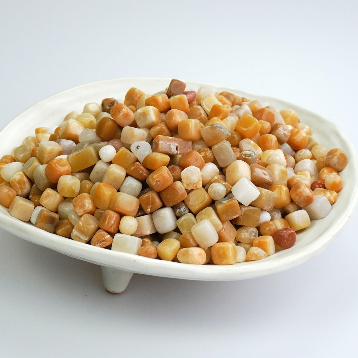 Sisamn 3LB Natural Yellow Jadeite Tumbled Stones & Points - Bulk Polished Crystals for Vase Filler, Aquarium Decor, Home Plants, Jewelry Making, Reiki Healing (3 Pound)