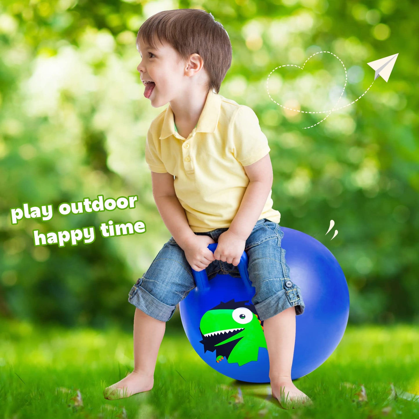 PlayZap Hopper Balls for Kids 3-8, 18 Inches Bouncy Ball with Handle, 18" Inflatable Bouncing Hopper, 45cm Jumping Toys, Garden Hopping Toys Girls Boys Gifts