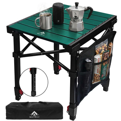 Camping Table Portable Foldable with Adjustable Height, Lightweight Collapsible Aluminum Roll-Up Camp Table with Storage Bag & Carry Bag, Heat-Resistant for RV Picnic BBQ Camping (Small 16"×13")