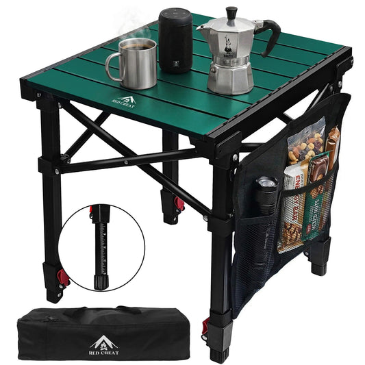 Camping Table Portable Foldable with Adjustable Height, Lightweight Collapsible Aluminum Roll-Up Camp Table with Storage Bag & Carry Bag, Heat-Resistant for RV Picnic BBQ Camping (Small 16"×13")