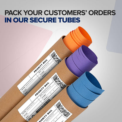 Paclord 3" x 36" Heavy-Duty Reinforced Cardboard Mailing Tube, Pack of 6 Tubes with 12 Caps – Secure USPS Approved – Great for Shipping and Storing of Prints, Artwork, Posters or Documents