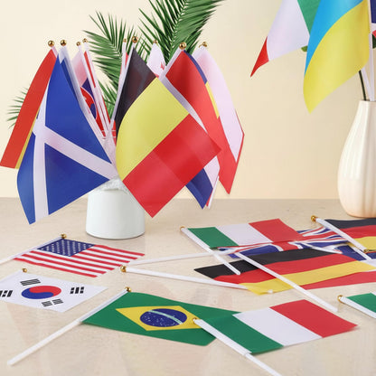 100 Countries International Flags of the World Mini Hand Held Flags Stick National Small Banner on Stick Party Decorations for Sports Events,World Cup,Olympic Festivals Celebration 2026 5x8 Inch