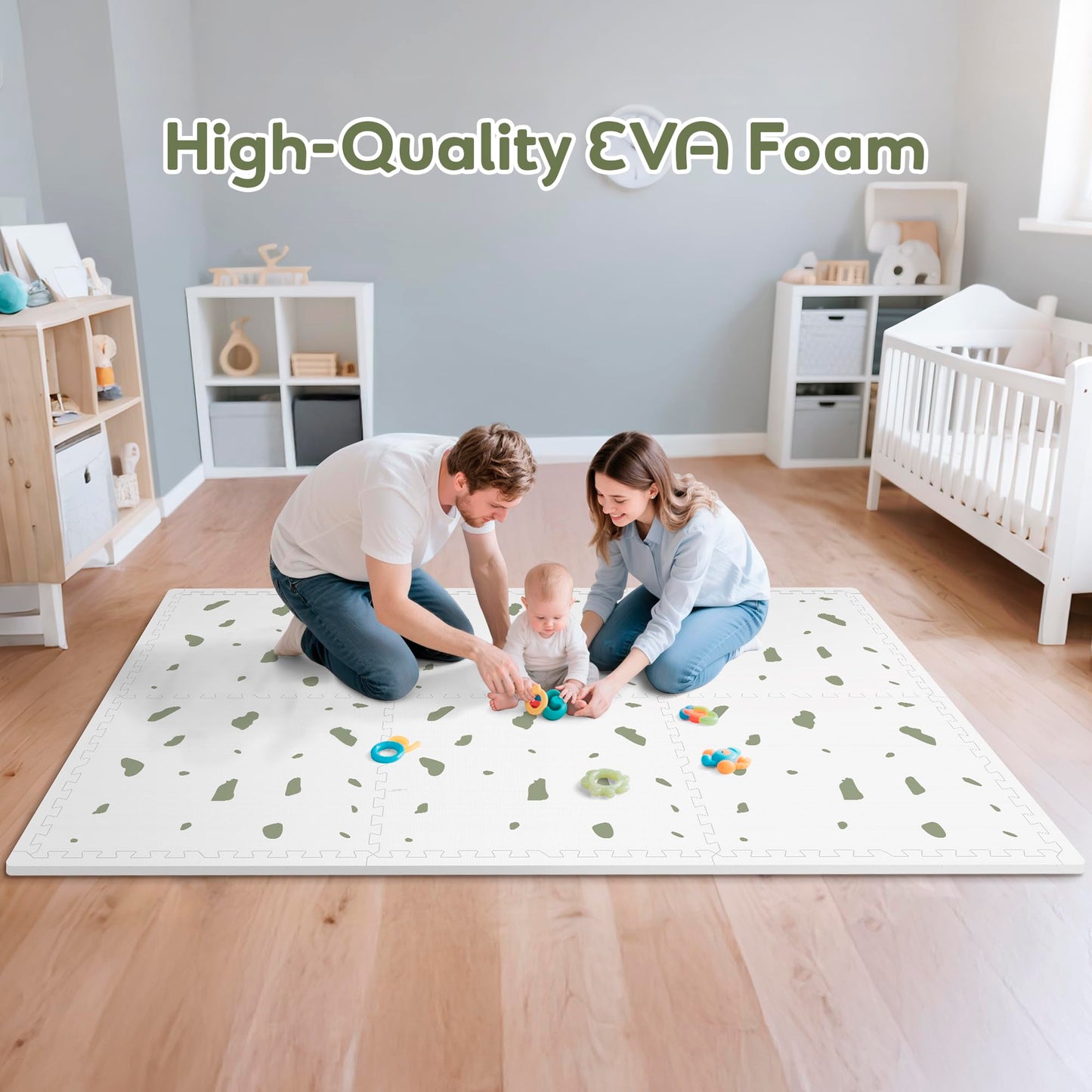 PIGLOG Baby Play Mat - 6Pcs Interlocking Foam Tiles,72"x 48" Baby Crawling Mat for Tummy Time, Non-Slip Foam Puzzle Floor Play Mat for Kids and Babies, Safe & Non-Toxic Playmat for Babies 6-12 Months