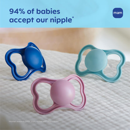 MAM Air Pacifier for Babies 16+ Months, Extra Air Flow for Sensitive Skin, Developed with Medical Experts, BPA-Free Skin Soft Silicone, 4 Count, Made in Europe