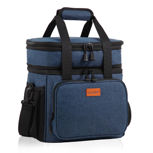 Expandable Large Lunch Box, Insulated Heavy Duty Lunch Bag Waterproof Leakproof Durable Cooler Bag for Men Women Adults Work Construction Camping Trip, 16L, Blue, GLENKEY