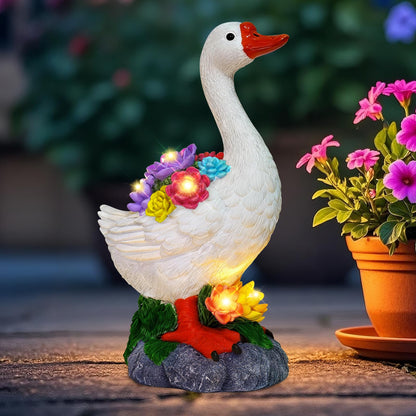 ZFNN Garden Goose Statue with Solar Succulent Lights, Outdoor Porch Goose Decor, Waterproof Figurine Lights for Yard Lawn Patio Balcony, Unique Gifts for Mom, Garden Lovers, Grandma