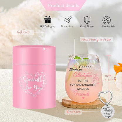 Yalucky Colleagues Iridescent Stemless Wine Glass Chance Made Us Colleagues Leaving Gifts for Coworkers Women Friends Personalised Leaving Thank You Retirement Gifts For Women 480ml (Colleague)
